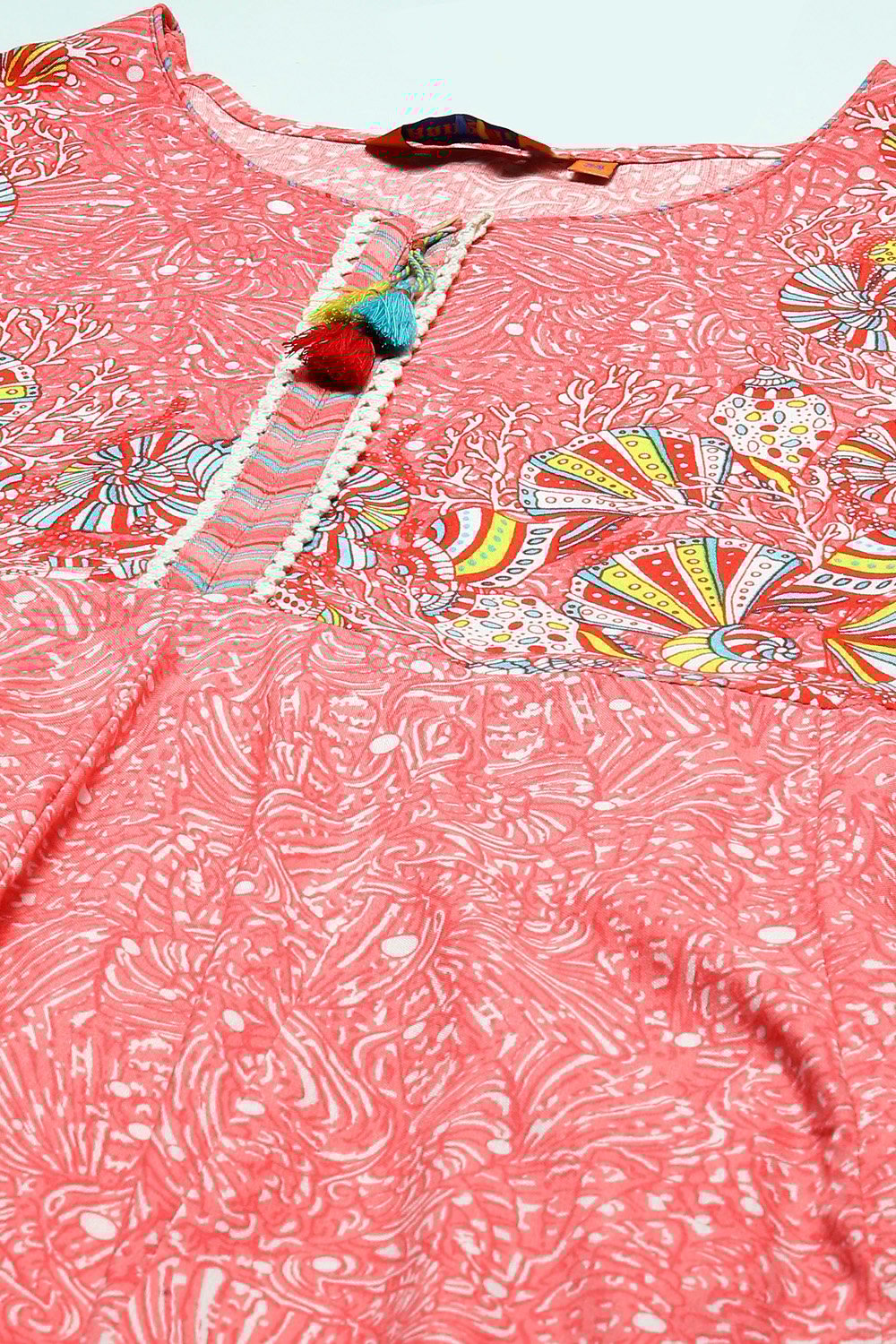 Coral Viscose Straight Kurta image number 1
